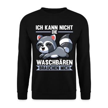 Waschbären Waschbär - Unisex Pullover - Schwarz - Vorne - Alina (178cm) & Michal (187cm)