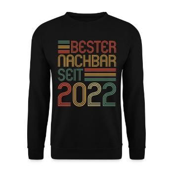 Bester Nachbar seit 2022 Nachbarn Nachbar - Unisex Pullover - Schwarz - Vorne - Alina (178cm) & Michal (187cm)