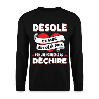 Mari Saint-Valentin Homme Fiancé Humour - Sweat-shirt Unisexe - noir - Devant - Alina (178cm) & Michal (187cm)