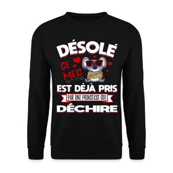 Désolé Saint-Valentin Homme Mari Humour - Sweat-shirt Unisexe - noir - Devant - Alina (178cm) & Michal (187cm)