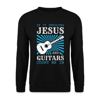 If It Involves Jesus And Guitars Count Me In for - Unisex Sweatshirt - black - Front - Alina (178cm) & Michal (187cm)