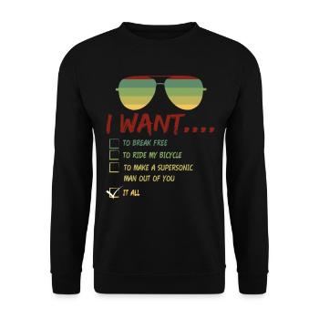 I Want To Break Free Sunglasses Summer - Unisex Sweatshirt - black - Front - Alina (178cm) & Michal (187cm)