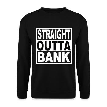 Straigt Outta Bank - Unisex Pullover - Schwarz - Vorne - Alina (178cm) & Michal (187cm)