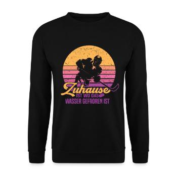 Eishockey Spieler Hockey Player Eishockeyspieler - Unisex Pullover - Schwarz - Vorne - Alina (178cm) & Michal (187cm)