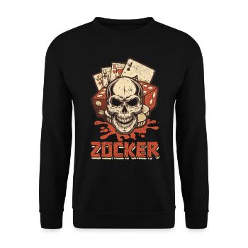Poker Spiel Pokern Pokerkarten Zocker Pokerspieler - Unisex Pullover - Schwarz - Vorne - Alina (178cm) & Michal (187cm)