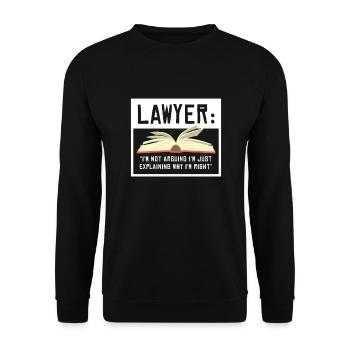 Lawyer In Progress Law School - Unisex Sweatshirt - black - Front - Alina (178cm) & Michal (187cm)