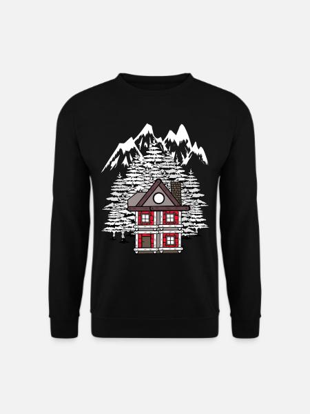 Wald Haus Hütte Winter Tannen Romantisch - Unisex Pullover - Schwarz