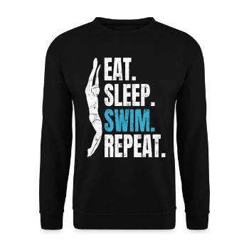 Eat Sleep Swim Repeat - Swimming Swimmers - Unisex Sweatshirt - black - Front - Alina (178cm) & Michal (187cm)