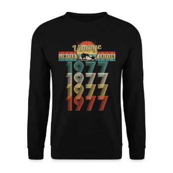 Geburtstag Jahrgang 1977 Vintage Geburtsjahr 1977 - Unisex Pullover - Schwarz - Vorne - Alina (178cm) & Michal (187cm)