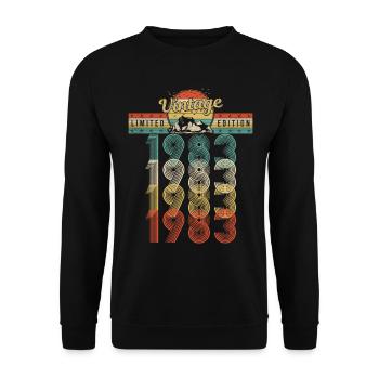 Geburtstag Jahrgang 1983 Vintage Geburtsjahr 1983 - Unisex Pullover - Schwarz - Vorne - Alina (178cm) & Michal (187cm)