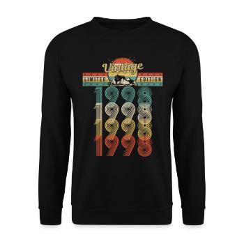 Anniversaire Né 1998 Millésime Année de naissance 1998 - Sweat-shirt Unisexe - noir - Devant - Alina (178cm) & Michal (187cm)