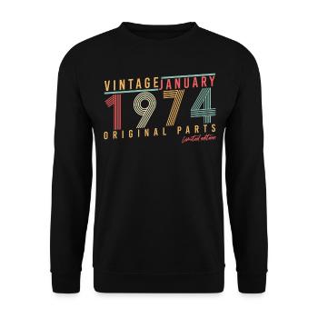 Millésime Janvier 1974 Original - Sweat-shirt Unisexe - noir - Devant - Alina (178cm) & Michal (187cm)