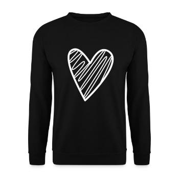 Weisses Herz Geschenkidee - Unisex Pullover - Schwarz - Vorne - Alina (178cm) & Michal (187cm)