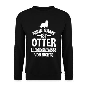 Mein Name ist Otter - Unisex Pullover - Schwarz - Vorne - Alina (178cm) & Michal (187cm)