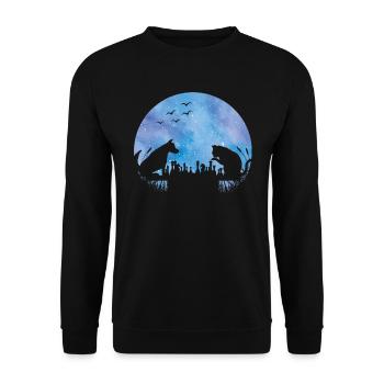 Chess Chess Player Dog Cat Galaxy Stars - Unisex Sweatshirt - black - Front - Alina (178cm) & Michal (187cm)
