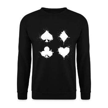 Poker Spieler Casino Poker Karten Pokerspieler - Unisex Pullover - Schwarz - Vorne - Alina (178cm) & Michal (187cm)