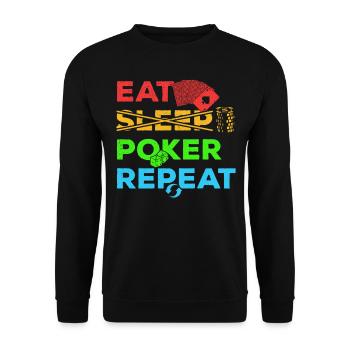 Poker Eat Sleep Poker Répéter casino - Sweat-shirt Unisexe - noir - Devant - Alina (178cm) & Michal (187cm)