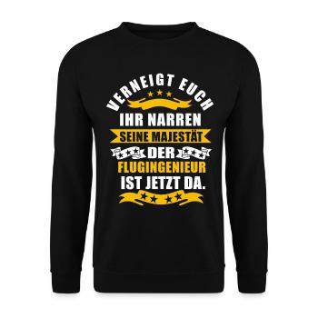 Lustige Flugingenieur Spruch - Unisex Pullover - Schwarz - Vorne - Alina (178cm) & Michal (187cm)