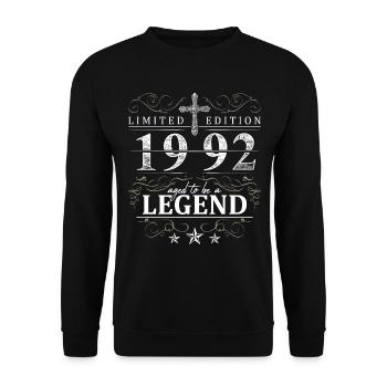 Cross Vintage Birthday Year of Birth 1992 Gift - Unisex Sweatshirt - black - Front - Alina (178cm) & Michal (187cm)