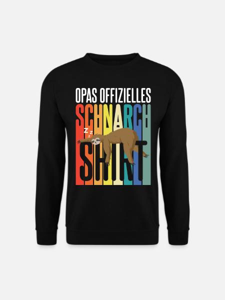 Opas Schnarchshirt Schlafshirt Faultier Geschenk - Unisex Pullover - Schwarz