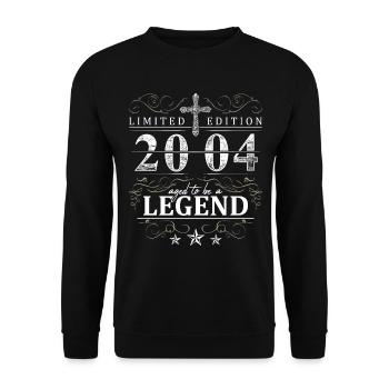 Cross Vintage Birthday Year of Birth 2004 Gift - Unisex Sweatshirt - black - Front - Alina (178cm) & Michal (187cm)