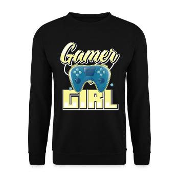 Gamer Girl Cute Anime Style Video Gamer Girl - Unisex Pullover - Schwarz - Vorne - Alina (178cm) & Michal (187cm)