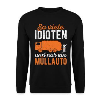 Müllmann Müllentsorgung Müllabfuhr Müllauto - Unisex Pullover - Schwarz - Vorne - Alina (178cm) & Michal (187cm)