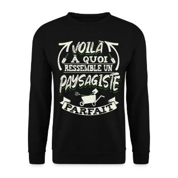 Paysagiste Aménagement Paysager - Sweat-shirt Unisexe - noir - Devant - Alina (178cm) & Michal (187cm)