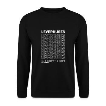 Leverkusen Koordinaten - Unisex Pullover - Schwarz - Vorne - Alina (178cm) & Michal (187cm)