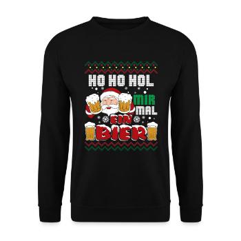Ho Ho Hol mir mal Bier - Unisex Pullover - Schwarz - Vorne - Alina (178cm) & Michal (187cm)