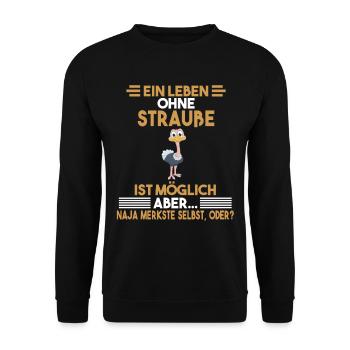 Zootier Strauß - Unisex Pullover - Schwarz - Vorne - Alina (178cm) & Michal (187cm)