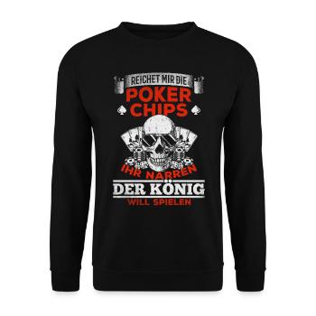 Pokerspieler Poker Glücksspiel Casino Poker König - Unisex Pullover - Schwarz - Vorne - Alina (178cm) & Michal (187cm)