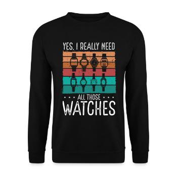 Watch Collector Vintage Watch Box Watch Collecting - Unisex Sweatshirt - black - Front - Alina (178cm) & Michal (187cm)
