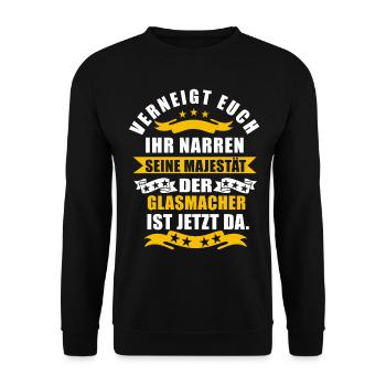 Lustige Glasmacher Spruch - Unisex Pullover - Schwarz - Vorne - Alina (178cm) & Michal (187cm)