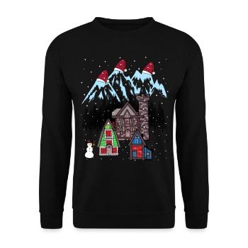 Xmas Winter Tirol Österreich Gebirge Berg Nikolaus - Unisex Pullover - Schwarz - Vorne - Alina (178cm) & Michal (187cm)