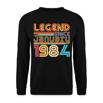 Born 1984 January Vintage - Unisex Sweatshirt - black - Front - Alina (178cm) & Michal (187cm)