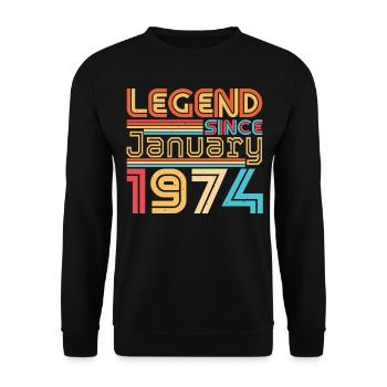 January 1974 Retro Legend - Unisex Sweatshirt - black - Front - Alina (178cm) & Michal (187cm)