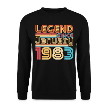 Geboren 1983 Januar Vintage - Unisex Pullover - Schwarz - Vorne - Alina (178cm) & Michal (187cm)