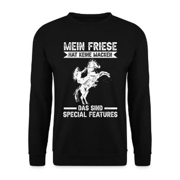 Pferd Reitstall Reiten Pferde Friese - Unisex Pullover - Schwarz - Vorne - Alina (178cm) & Michal (187cm)