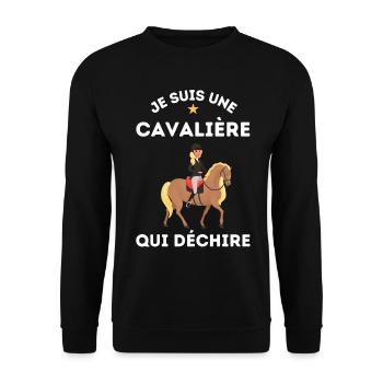 Cadeau Une cavalière équitation cheval qui déchire - Sweat-shirt Unisexe - noir - Devant - Alina (178cm) & Michal (187cm)