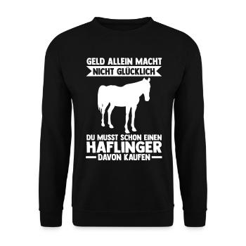 Reitstall Pferd Haflinger Reiten Pferde - Unisex Pullover - Schwarz - Vorne - Alina (178cm) & Michal (187cm)