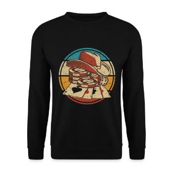 Cartes de poker Casino Jetons de poker Jouer Poker Retro - Sweat-shirt Unisexe - noir - Devant - Alina (178cm) & Michal (187cm)