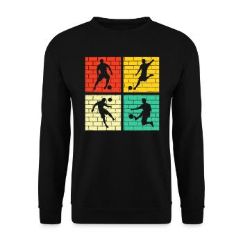 Fußball Fußballer Retro - Unisex Pullover - Schwarz - Vorne - Alina (178cm) & Michal (187cm)