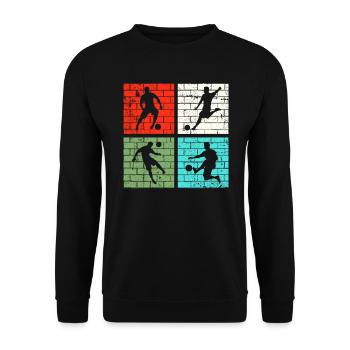 Fußball Fußballer Retro - Unisex Pullover - Schwarz - Vorne - Alina (178cm) & Michal (187cm)