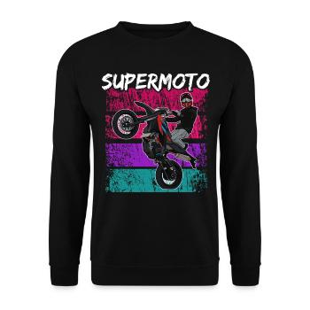 Supermoto / Supermotard / Supermoto Wheelie - Unisex Sweatshirt - black - Front - Alina (178cm) & Michal (187cm)