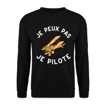 Je peux pas je pilote avion vintage cadeaux - Sweat-shirt Unisexe - noir - Devant - Alina (178cm) & Michal (187cm)