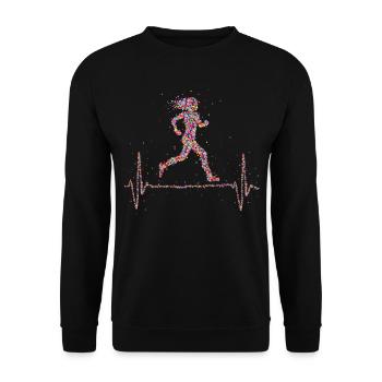 Jogging Heartbeat Runner Marathon - Sweat-shirt Unisexe - noir - Devant - Alina (178cm) & Michal (187cm)