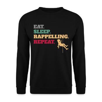 Eat Sleep Rappelling Repeat - Unisex Sweatshirt - black - Front - Alina (178cm) & Michal (187cm)