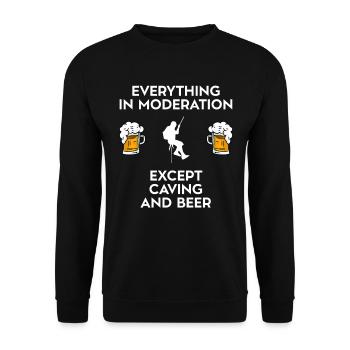 Spéléologie Spéléologie Potholing et bière - Sweat-shirt Unisexe - noir - Devant - Alina (178cm) & Michal (187cm)