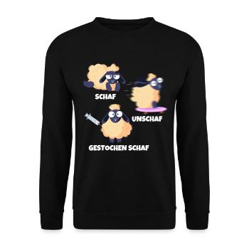 Schaf Unschaf Gestochen Schaf Wortspiel - Unisex Pullover - Schwarz - Vorne - Alina (178cm) & Michal (187cm)